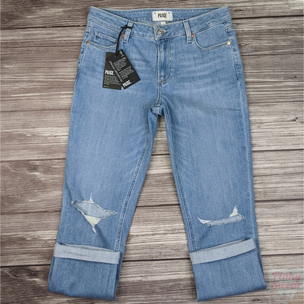 NWT Paige Jeans Size 26 Brigitte Skinny Boyfriend Crop Light Wash - Picture 2 of 12